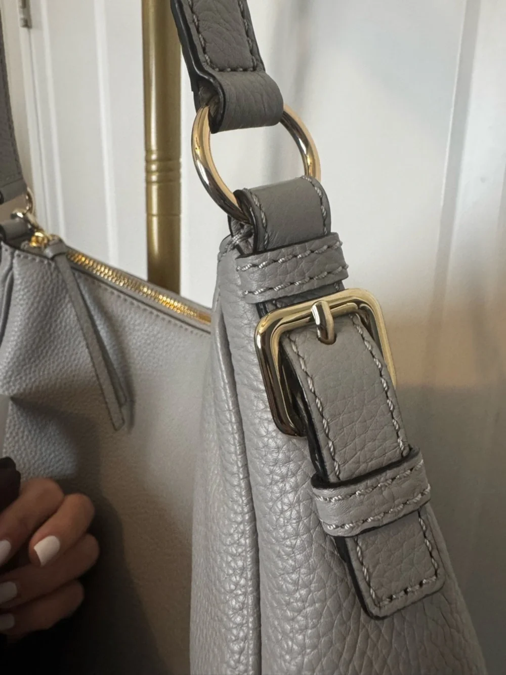 Kate Spade New York Staci Pebble Leather Shoulder Bag – Grey NWOT